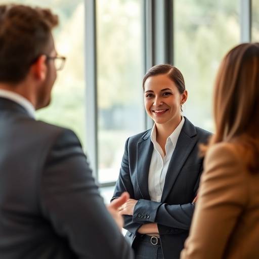 Confident interviewer leading a successful job interview, illustrating the goal of our courses
